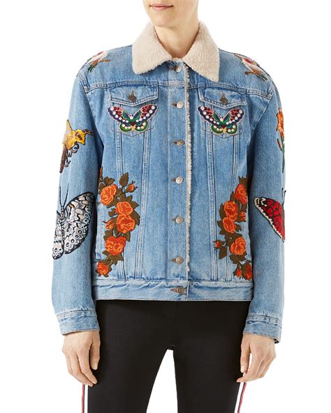 gucci denim jacket embroidered rep.